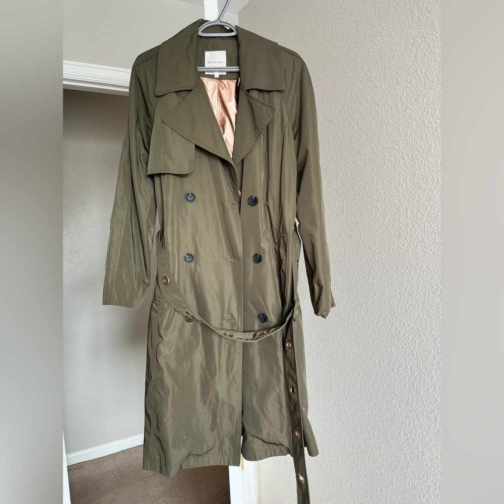 Avec Les Filles Olive Green Trench Coat Sz L